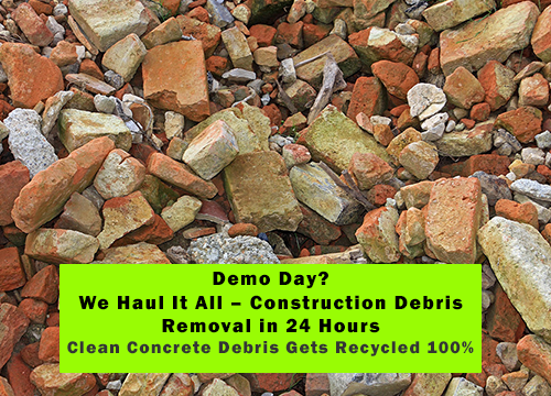 Demo Day! We haul off all demolition debris quickly with in 24 hours so your project keeps moving.